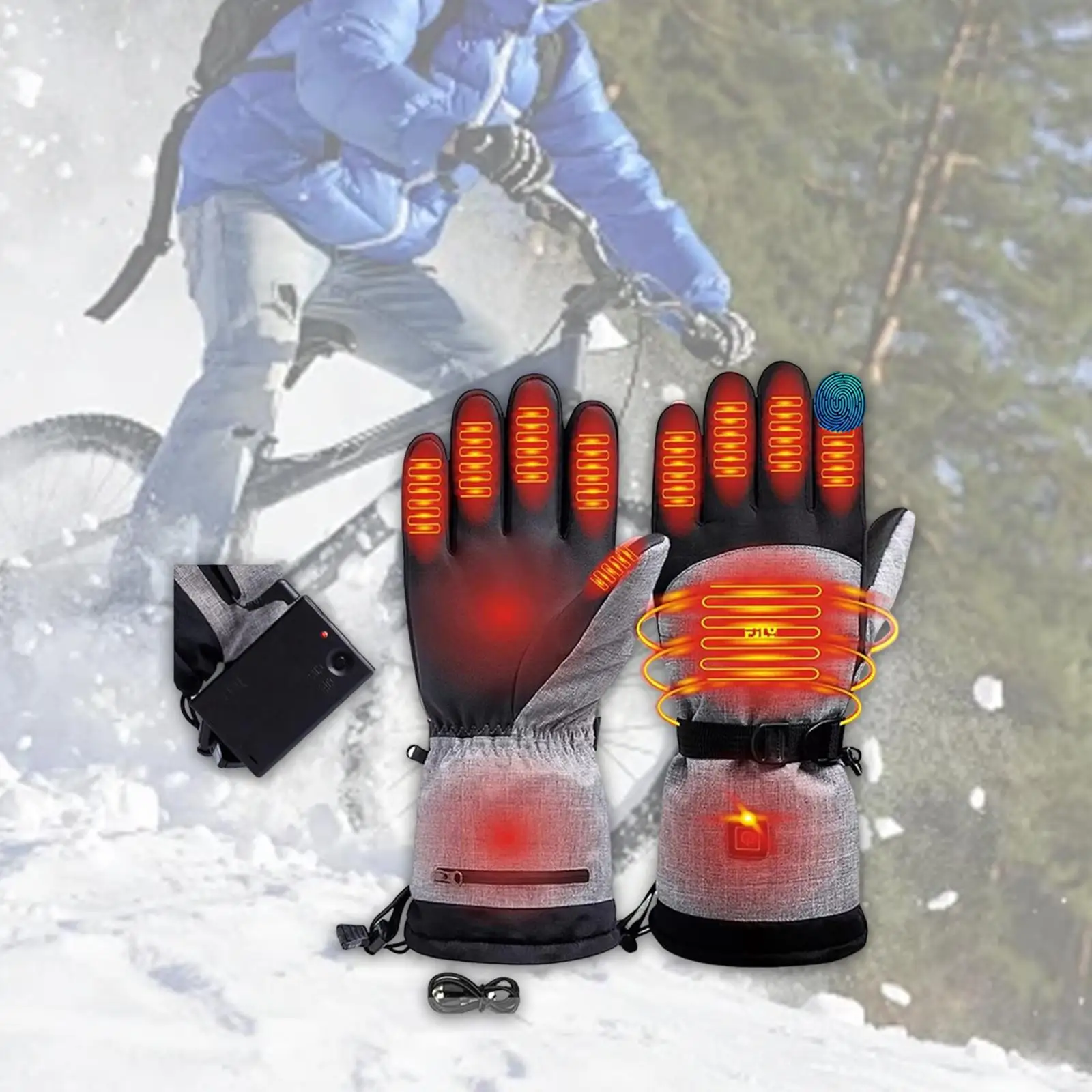 Guantes de invierno calefactables a prueba de viento antideslizantes - imagen 2