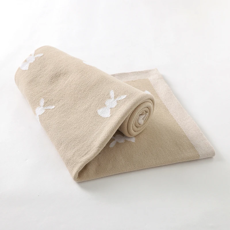 Manta bebé de algodón para cochecito con diseño conejo suave - imagen 4