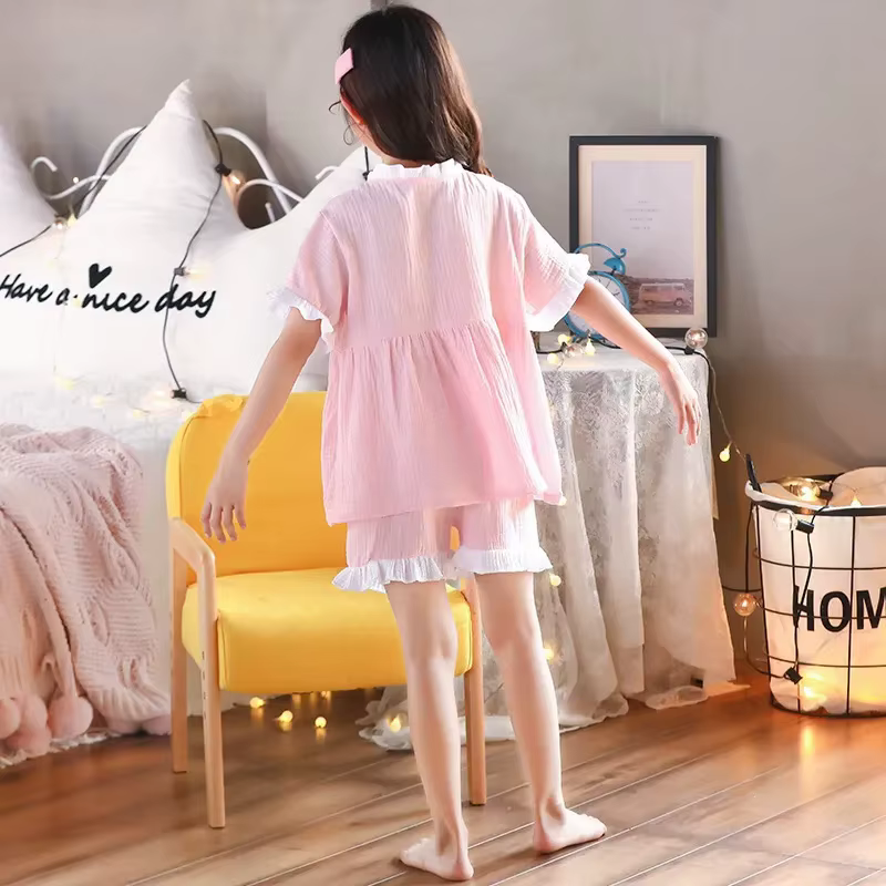 Pijama de gasa algodón estilo princesa ligera para niña verano - imagen 5