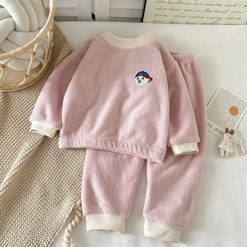 Pijama de invierno cálido de lana para niñas – conjunto - imagen 3