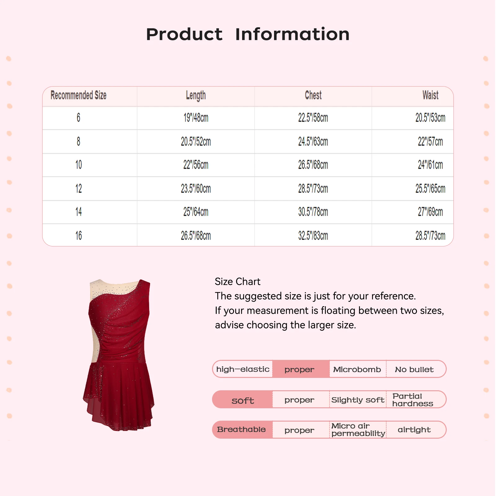 Vestido de ballet sin mangas para niñas con pedrería brillante - imagen 3