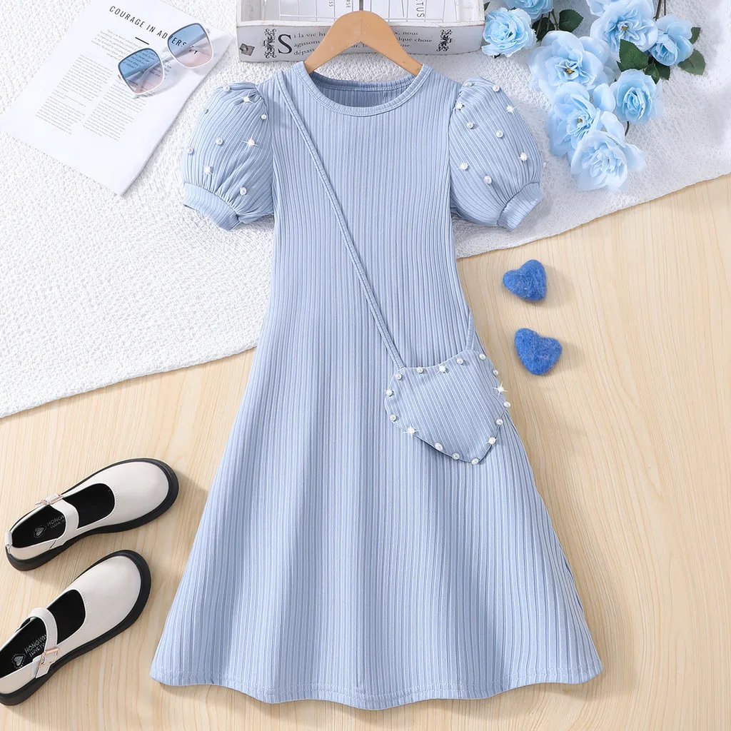 Vestido de verano para niña estilo retro morado manga corta clásico - imagen 4