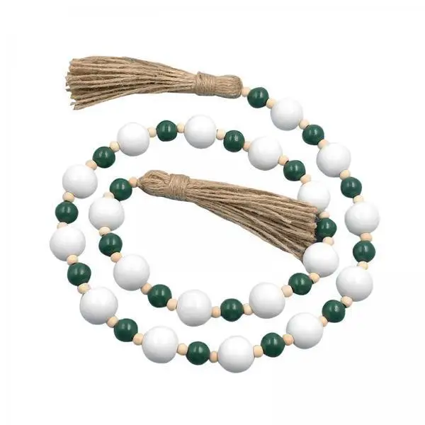 Guirnalda de cuentas de madera multicolor con borlas
