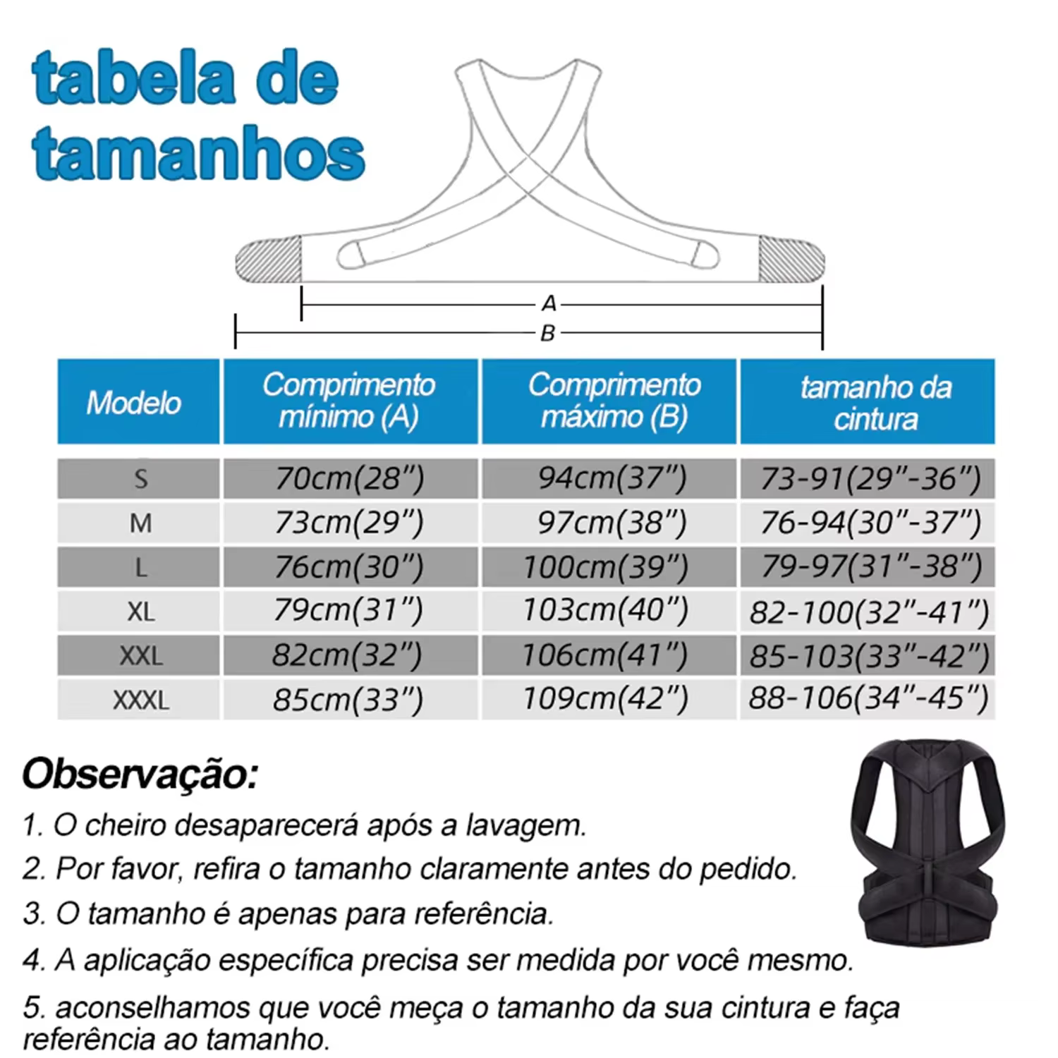 Corrector de postura visto de frente con correas visibles