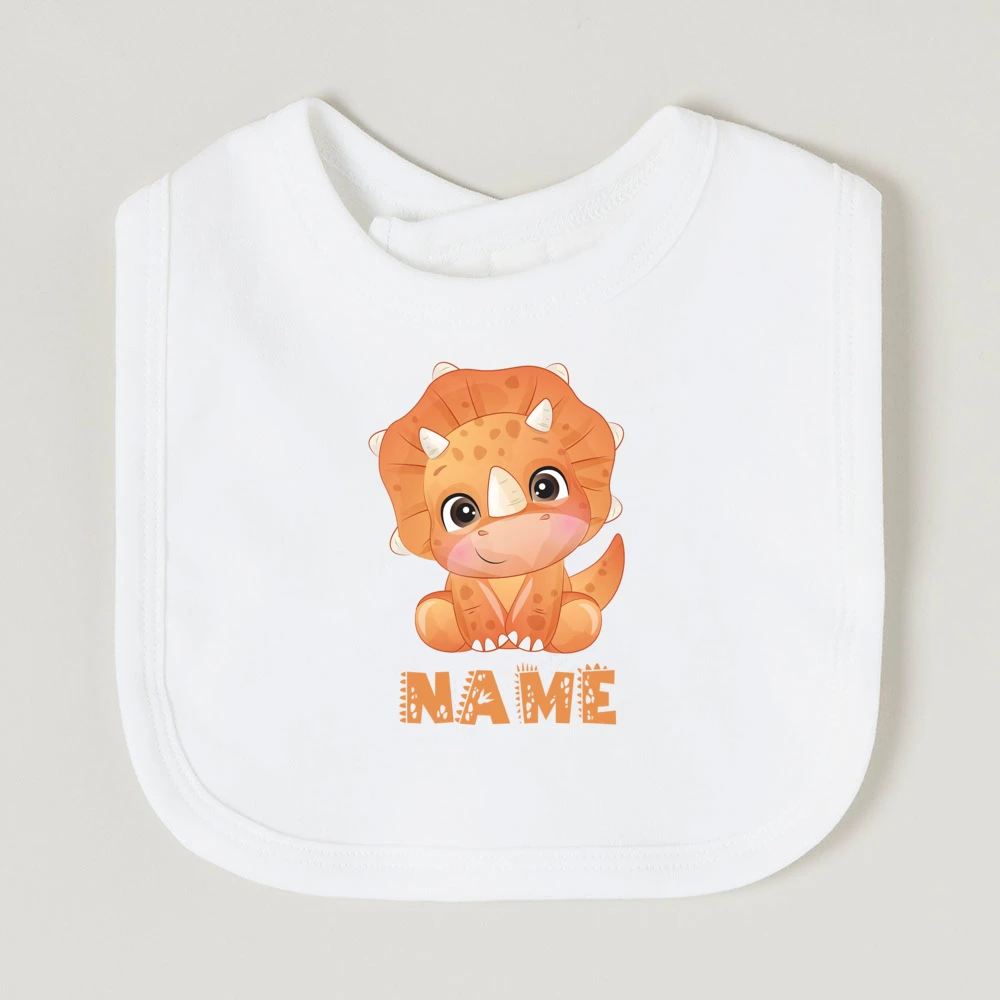 Babero dinosaurio personalizado – Algodón suave para bebé - imagen 3