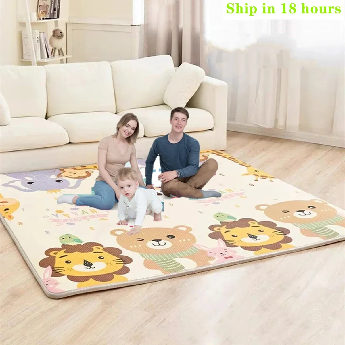 Alfombra de juego para gatear plegable ecológica gruesa bebé - imagen 4