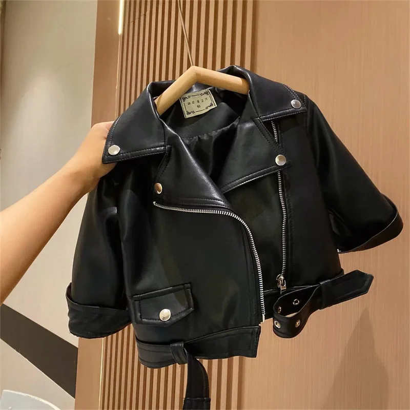 Chaquetas de cuero infantiles con cremallera estilo clásico - imagen 4