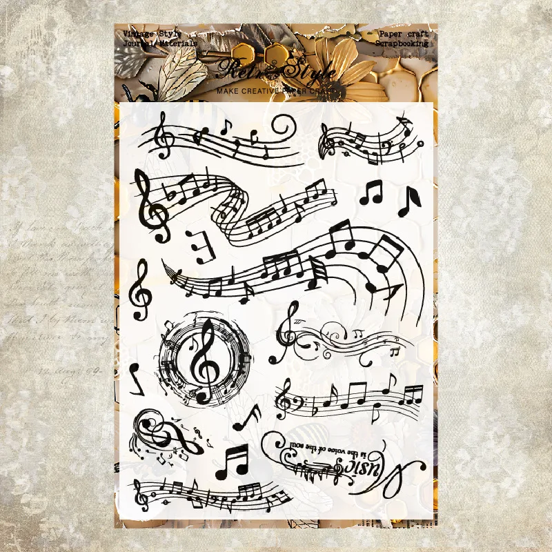 Sello de silicona con partitura musical vintage para manualidades - imagen 3