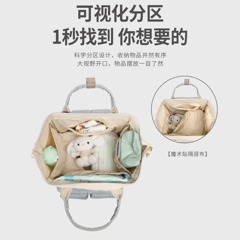 Bolso de mamá grande con separación seco/húmedo y apertura amplia