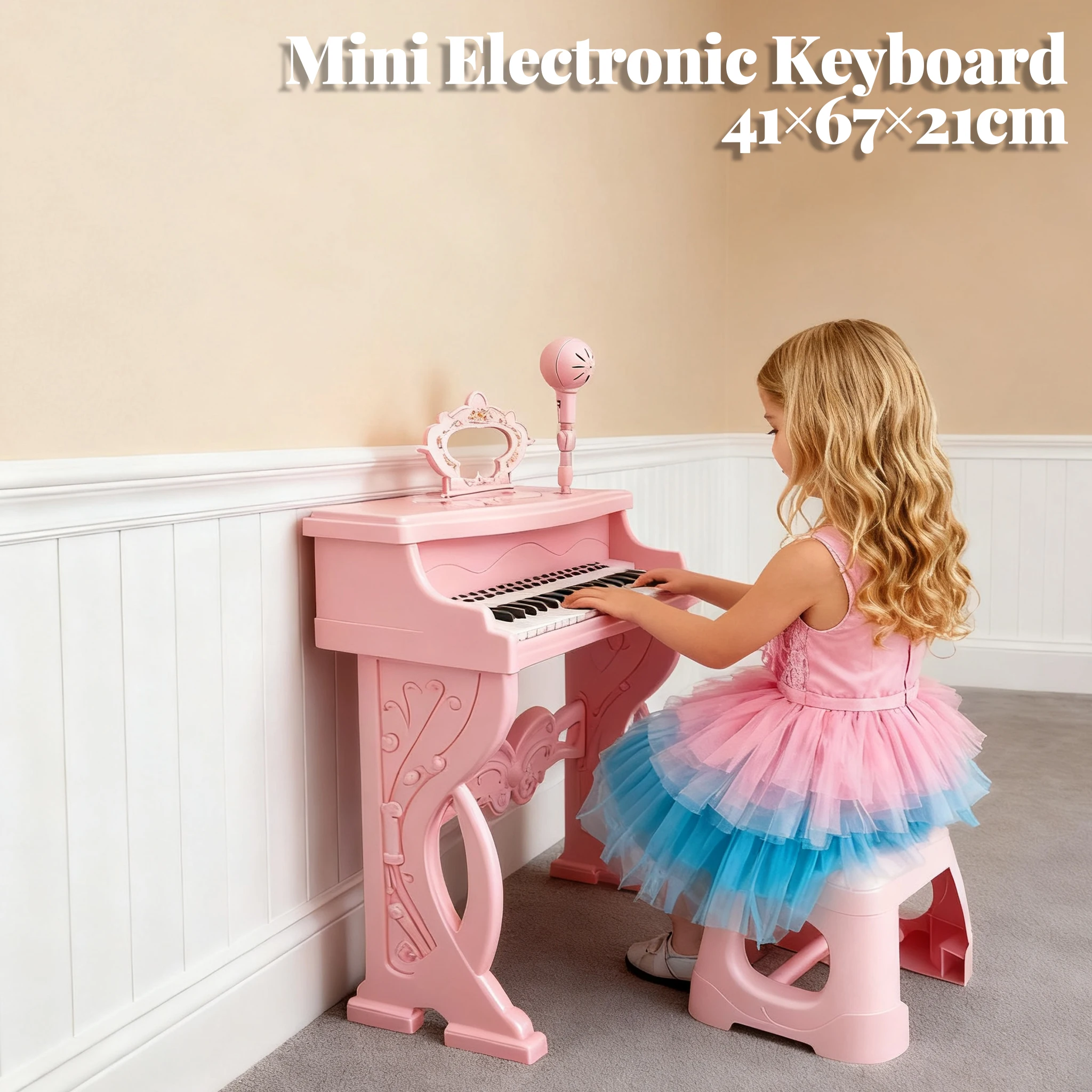 Teclado electrónico infantil con micrófono, juguete educativo - imagen 4