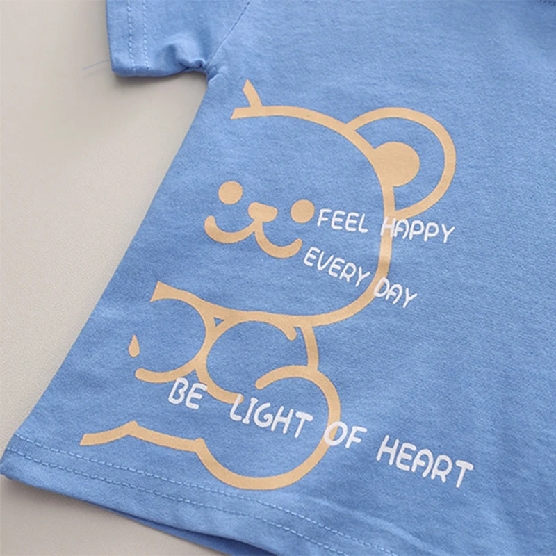 Conjunto de algodón infantil de oso de dibujos animados para verano - imagen 5