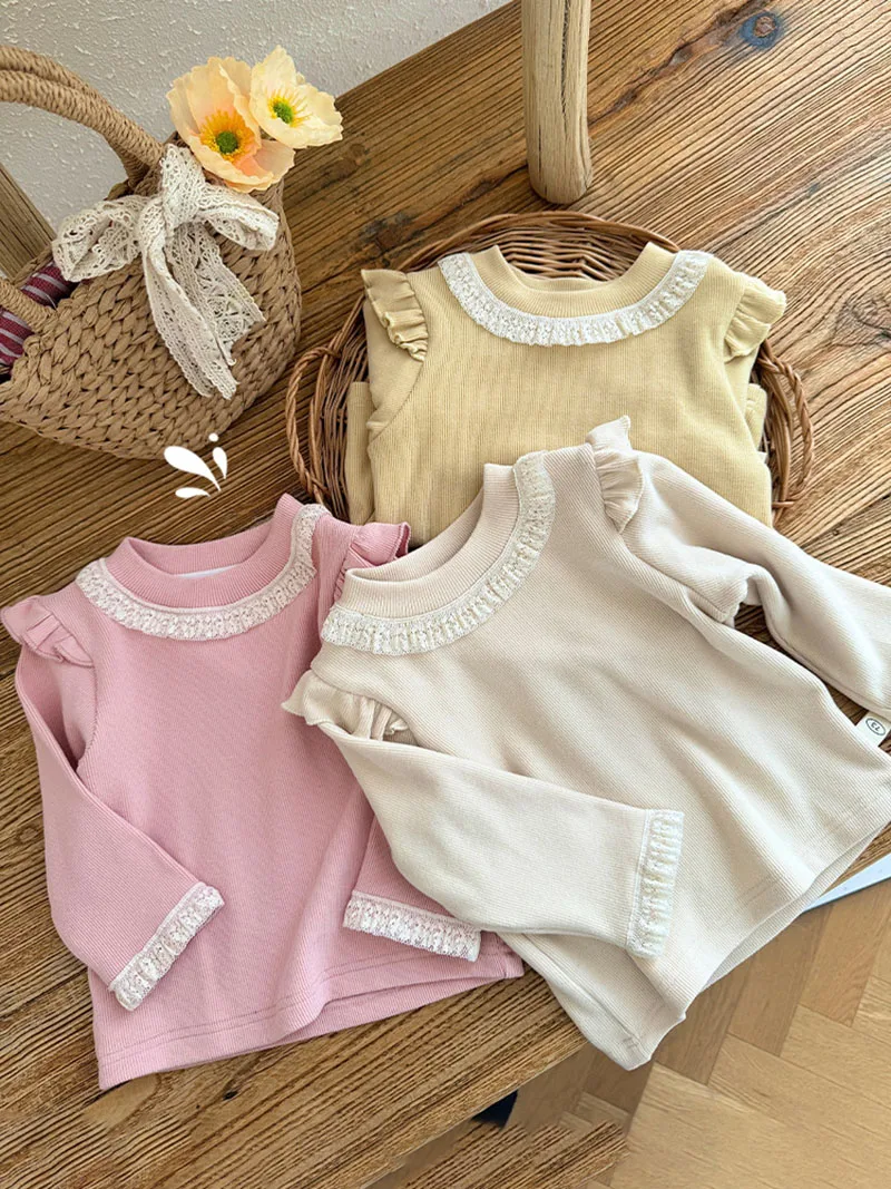MILANCEL Camisa de otoño con encaje y manga larga para niños - imagen 2