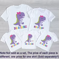 Camiseta dinosaurio niña para cumpleaños 3 años conjunto familia