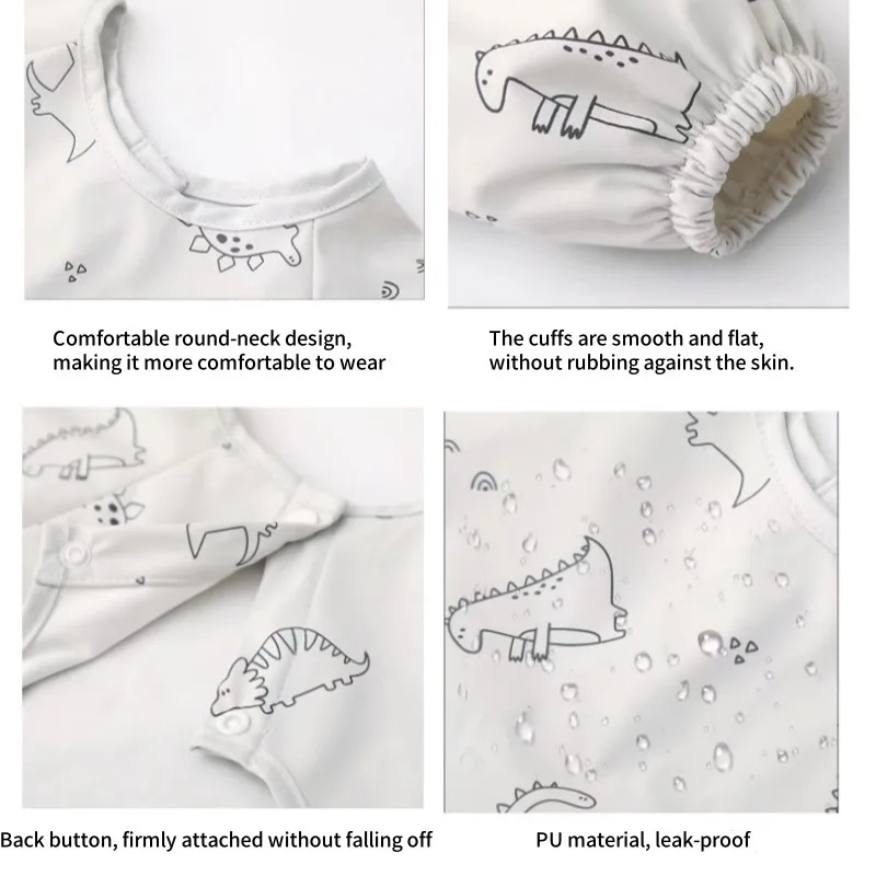 Bata impermeable de PU para bebé, manga larga, fácil limpieza - imagen 2