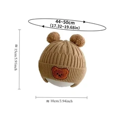 Gorro de lana bebé con orejeras oso para invierno cálido