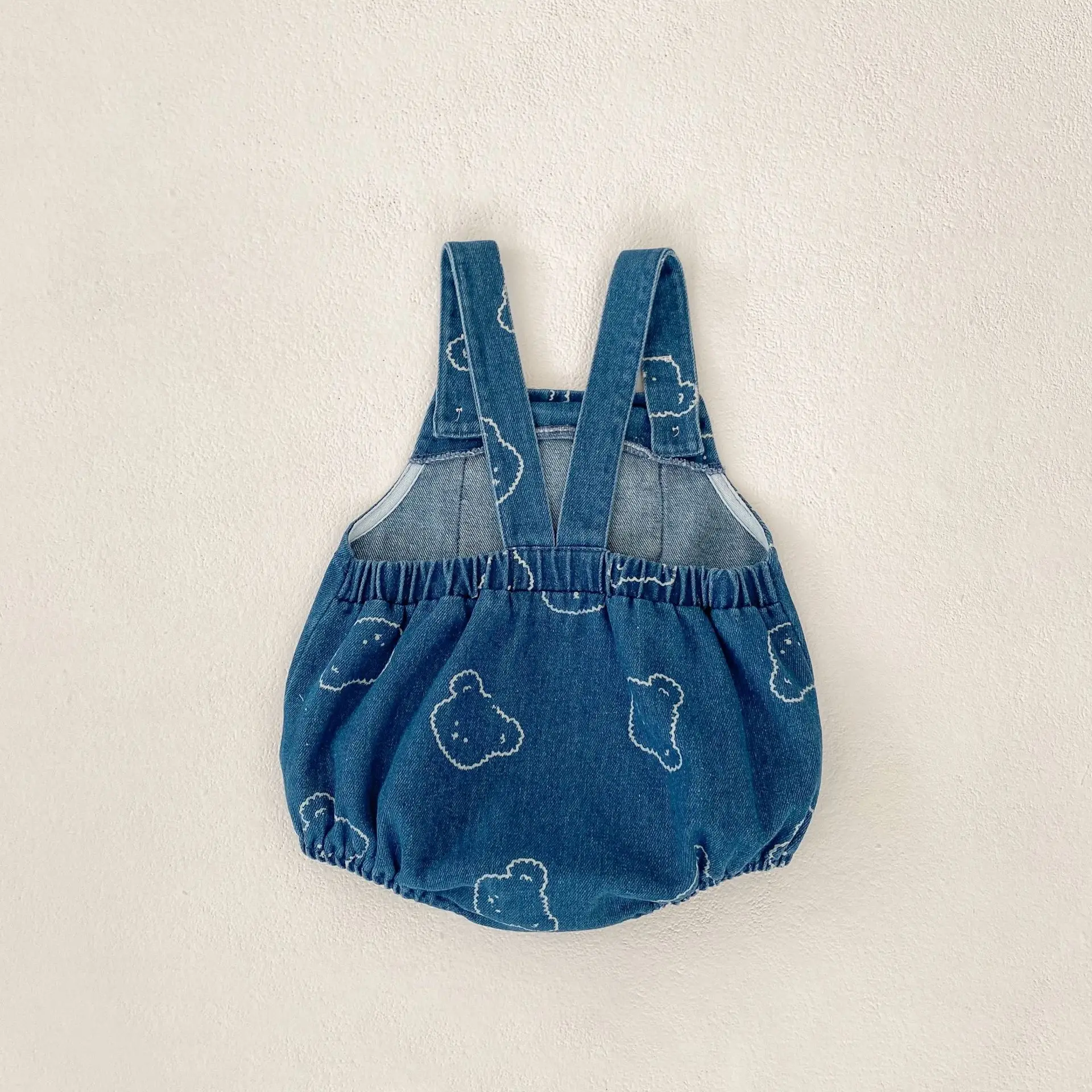 MILANCEL Mono denim con estampado de oso y tirantes para bebé 0-2 años - imagen 5