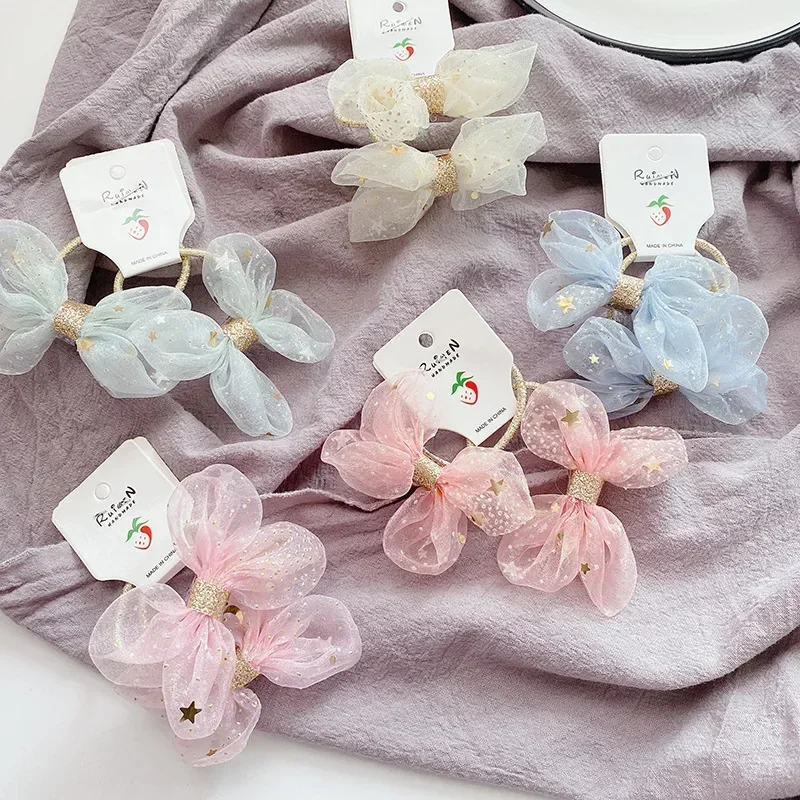 Bandas elásticas para niñas con encaje brillante – estrellas caramelo - imagen 4