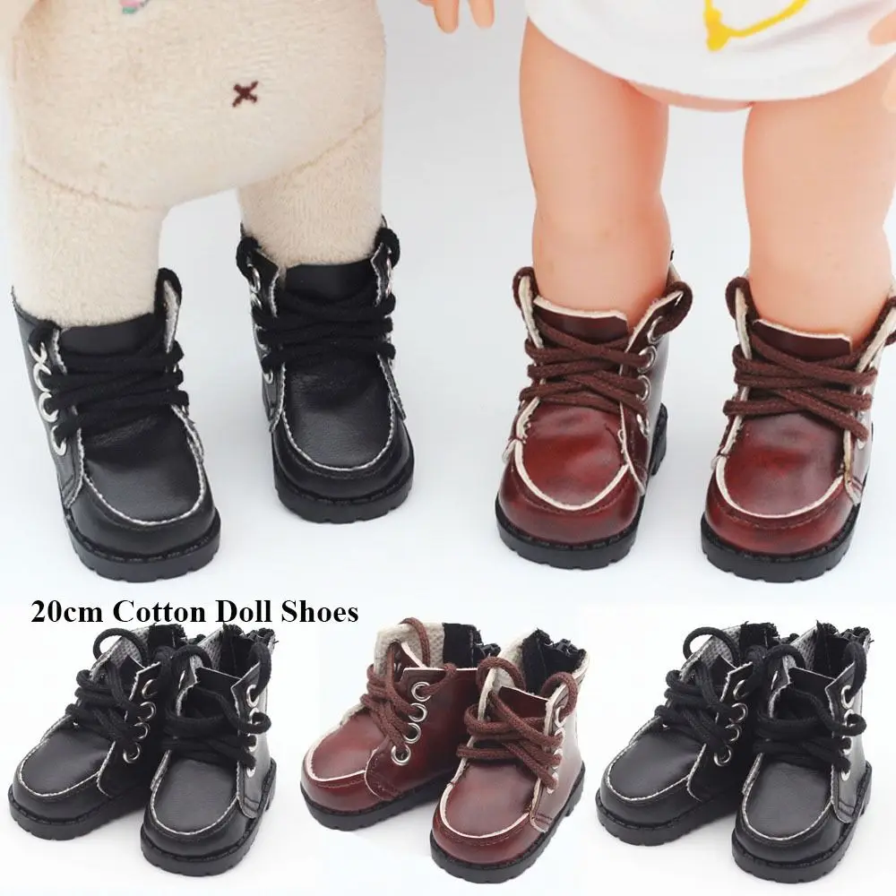 Bota de cuero PU estilo universitario para muñeca de 20 cm