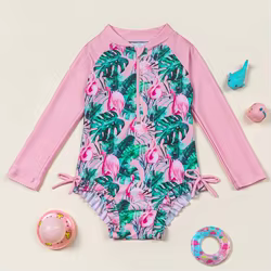 Traje de baño flamenco manga larga para niños y niñas