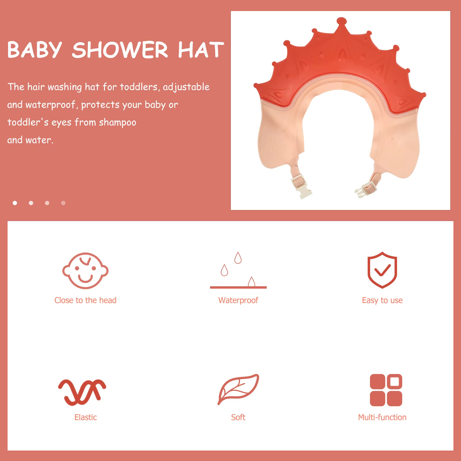 Gorro de baño para bebés ajustable que protege ojos y orejas - imagen 5