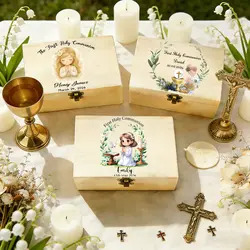 Caja regalo personalizada de comunión con nombre y fecha infantil