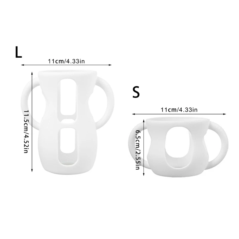 Funda de silicona para biberón con asa, vista lateral