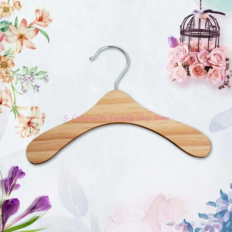 Perchas de madera para muñecas infantiles, miniatura ropa práctica - imagen 2