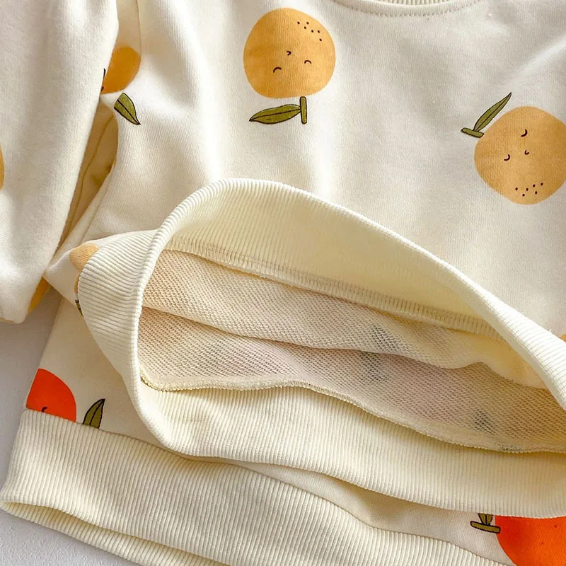 Conjunto bebé algodón con capucha – Estampado frutas otoño - imagen 5