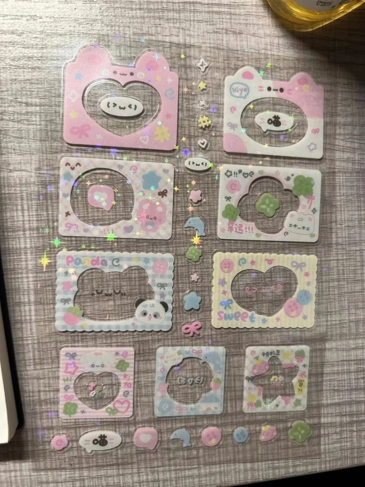 Detalle de las pegatinas con efecto transparente