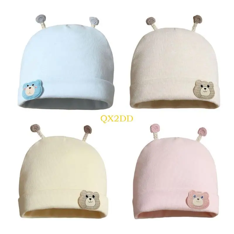 QX2D Gorro bebé de algodón suave y transpirable para recién nacidos