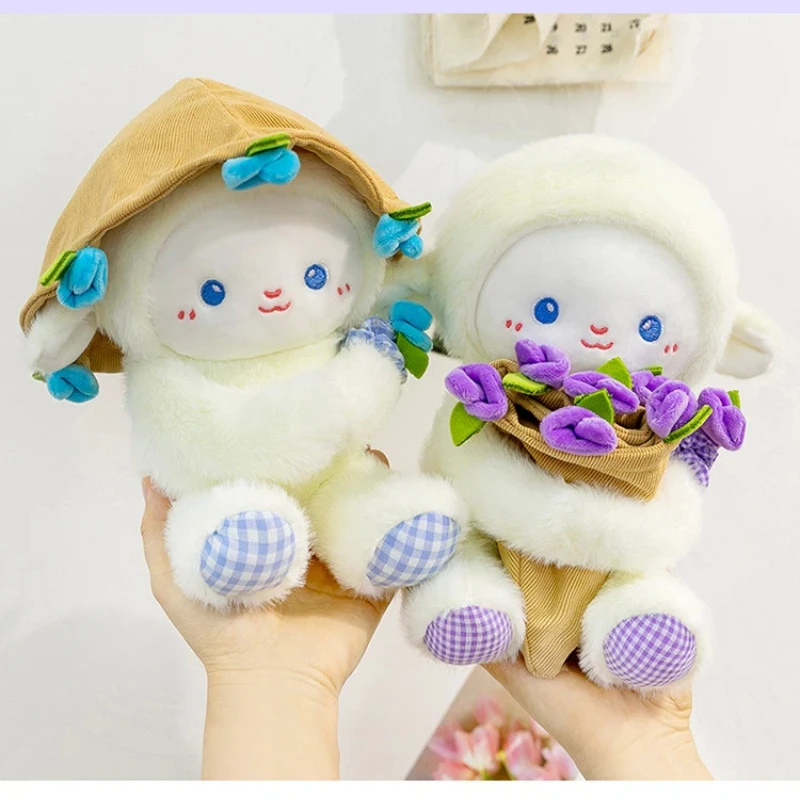 Peluche oveja magnética con sombrero rosa, abrazo tierno - imagen 2