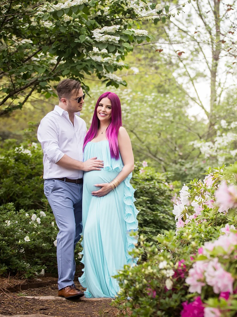 Vestido de maternidad elegante de gasa para sesión de fotos - imagen 3