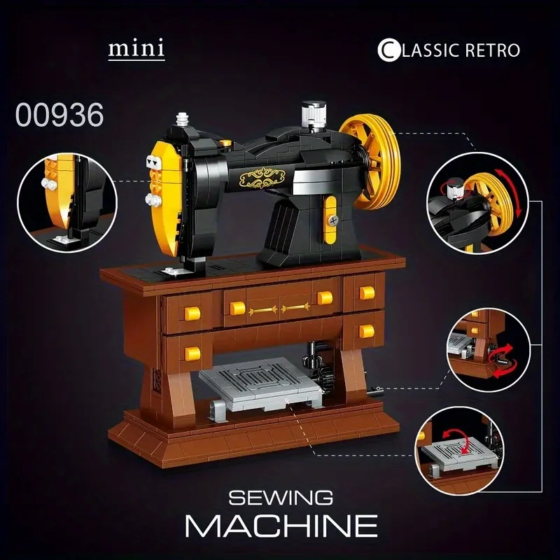 633 piezas: Máquina de coser retro, bloques educativos para escritorio - imagen 5