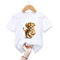 Camiseta infantil de manga corta con estampado de león