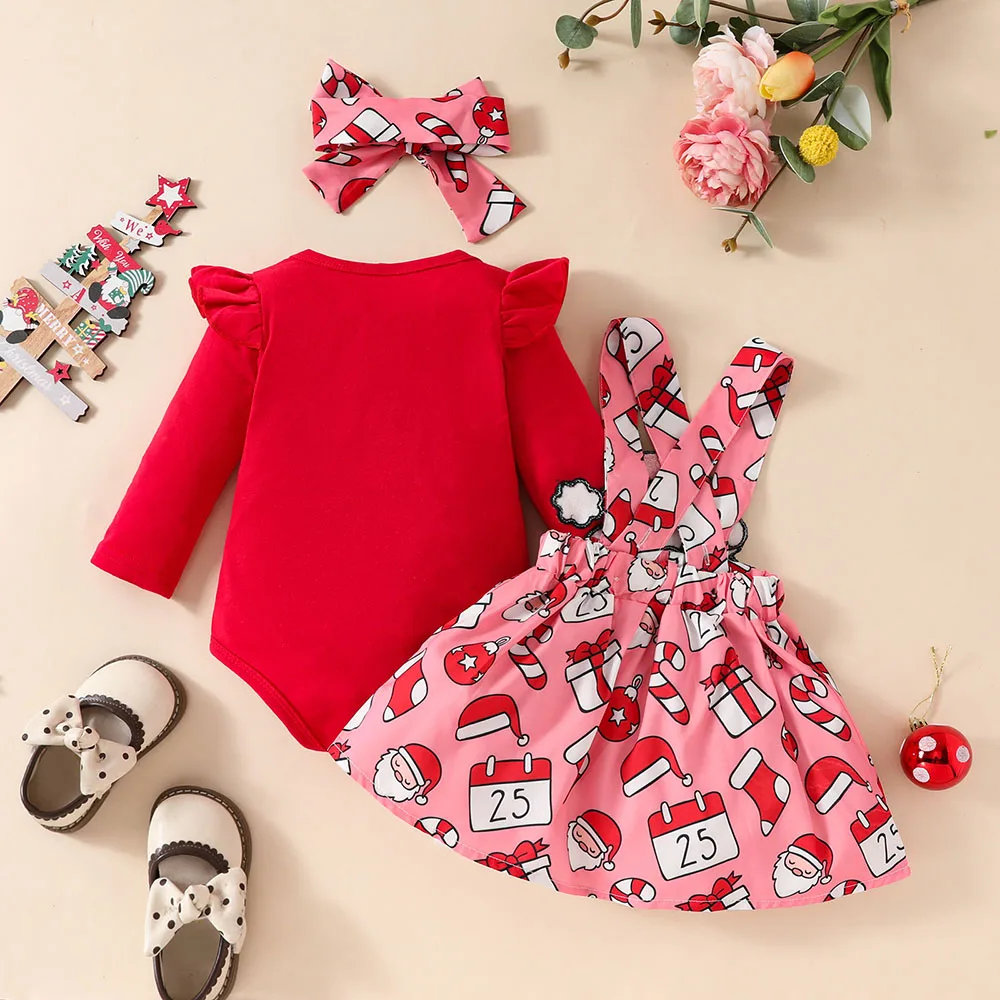 Milangel traje navideño bebé con vestido Santa y diadema - imagen 5
