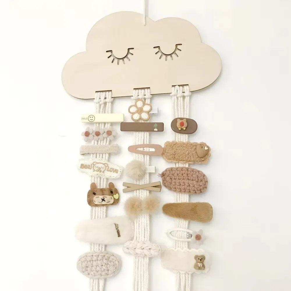 Organizador de lazos Nubes de madera maciza para el pelo en pared - imagen 3