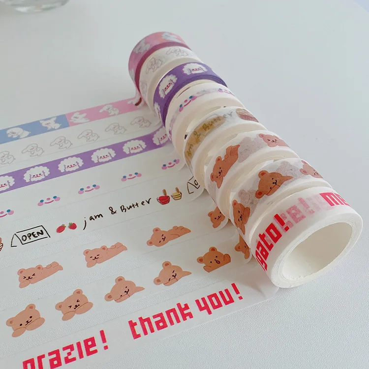 Cinta washi decorativa con osos y alfabeto estilo coreano manualidades - imagen 4