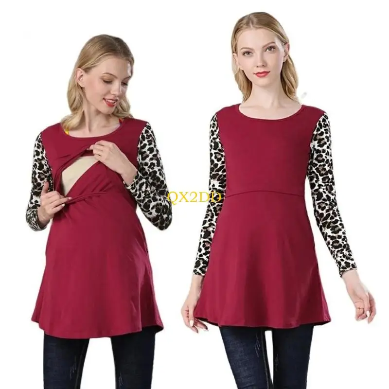 QX2D Camisa lactancia manga larga algodón para maternidad - imagen 4
