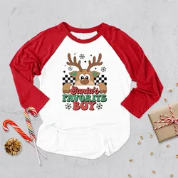 Camisa de Navidad con ciervo para niños – Top raglán festivo