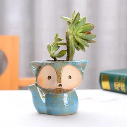 Maceta zorro de cerámica para suculentas y bonsái – Decoración
