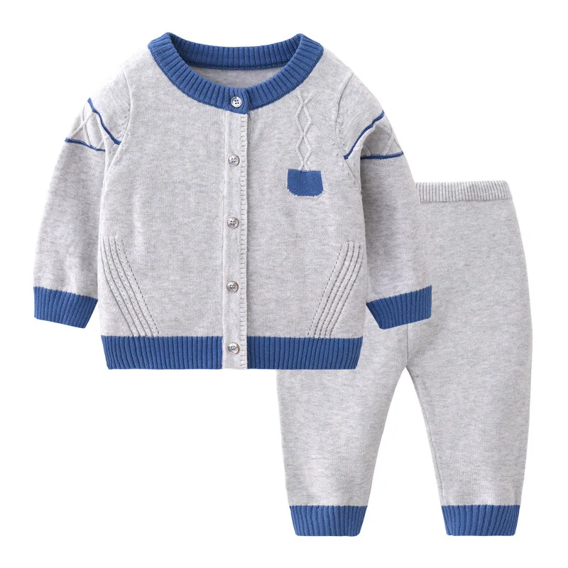 Conjunto bebé de punto para primavera y otoño: abrigo, pantalón