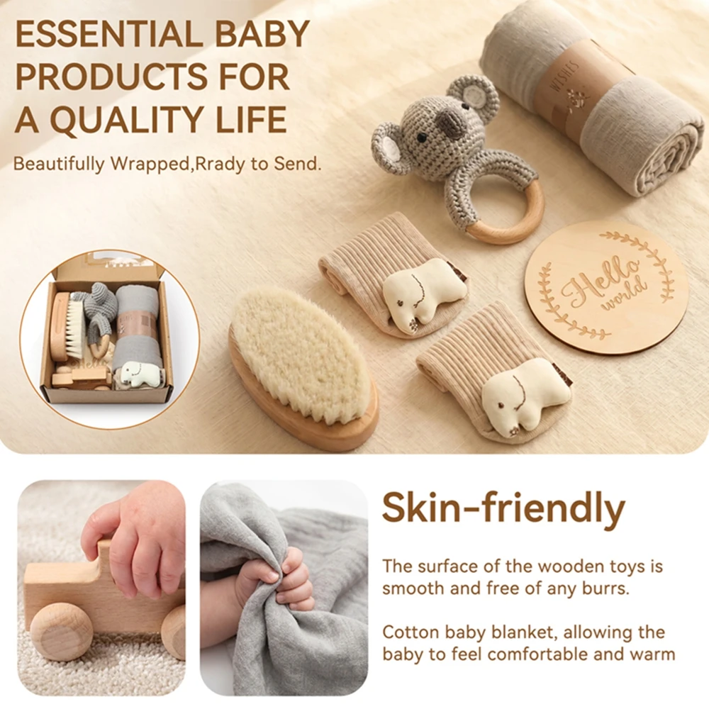 Set regalo bebé recién nacido para baño y manta con sonajero - imagen 4