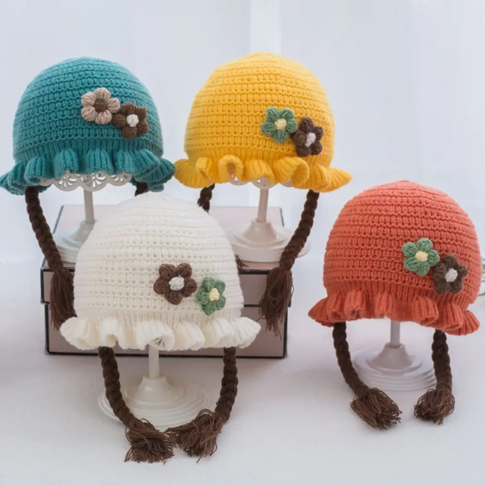 Gorro de lana invernal con flores para bebé y niño - imagen 2
