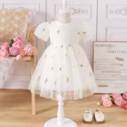 Vestido bordado de flores para niña – Comuniones y celebraciones