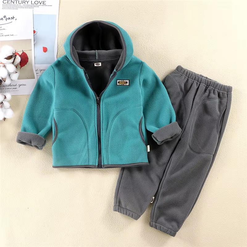 Conjunto de felpa gruesa con capucha para bebés y niños - imagen 5