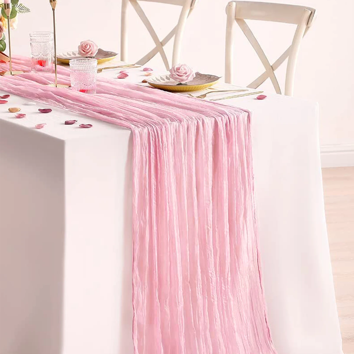 Camino de mesa gasa semitransparente - Decoración boho vintage - imagen 4