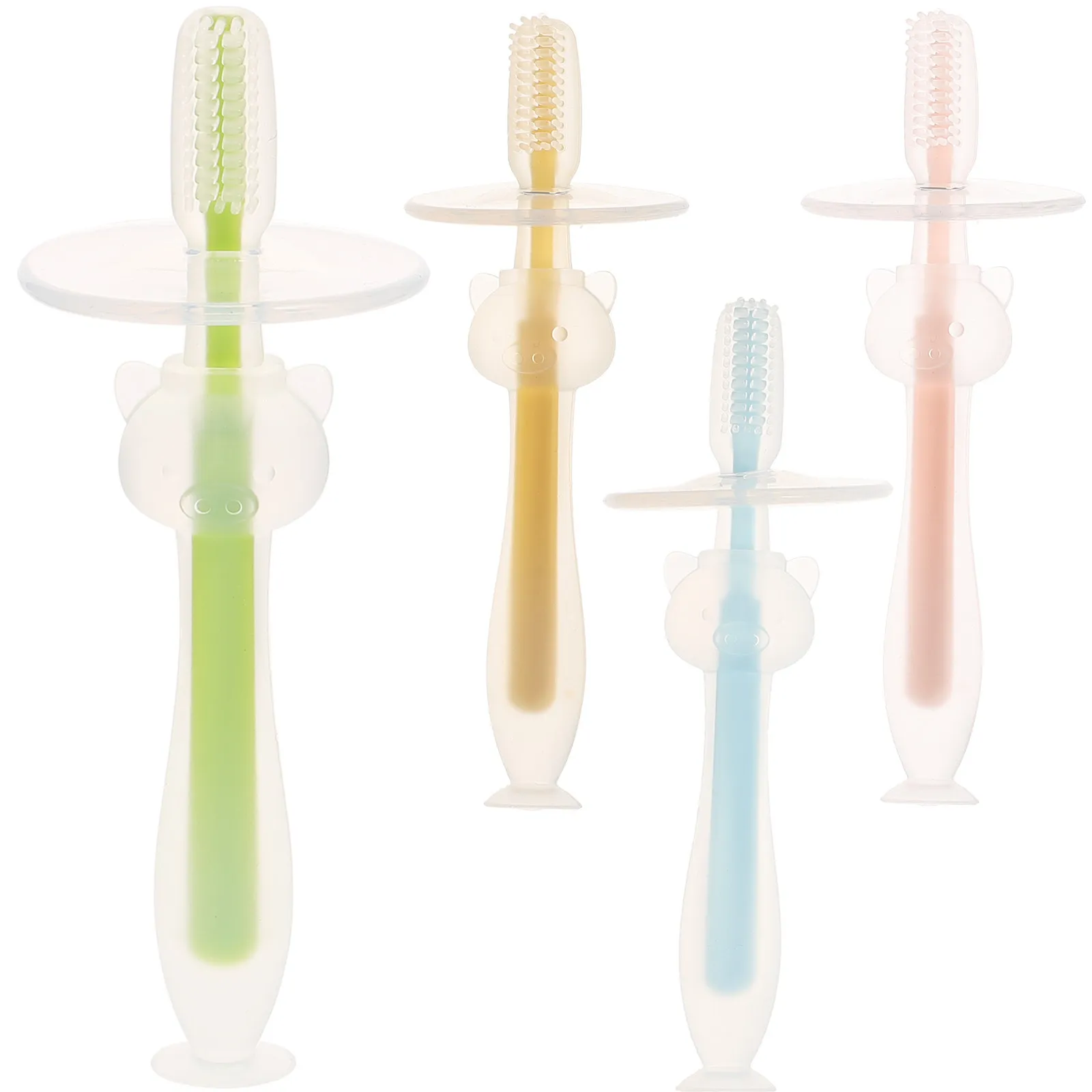 Cepillos de dientes de silicona para bebé con base de succión