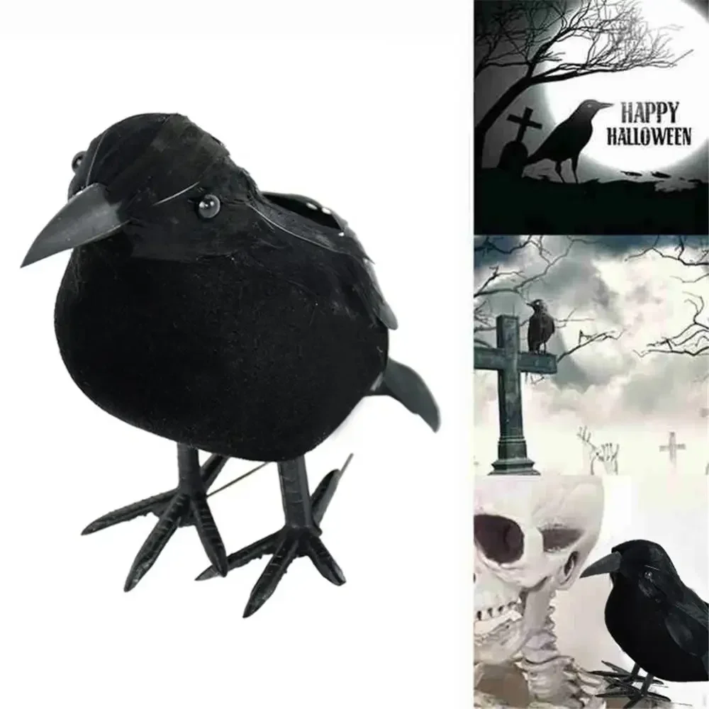 Conjunto varios cuervos negros decoración Halloween