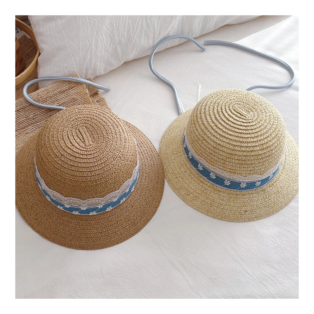 MILANCEL sombrero de paja infantil protección solar verano con flores - imagen 3