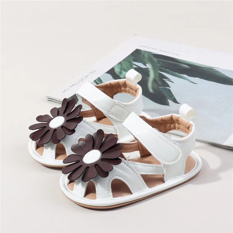 Sandalias de bebé con flores, suela flexible goma, verano niña - imagen 2